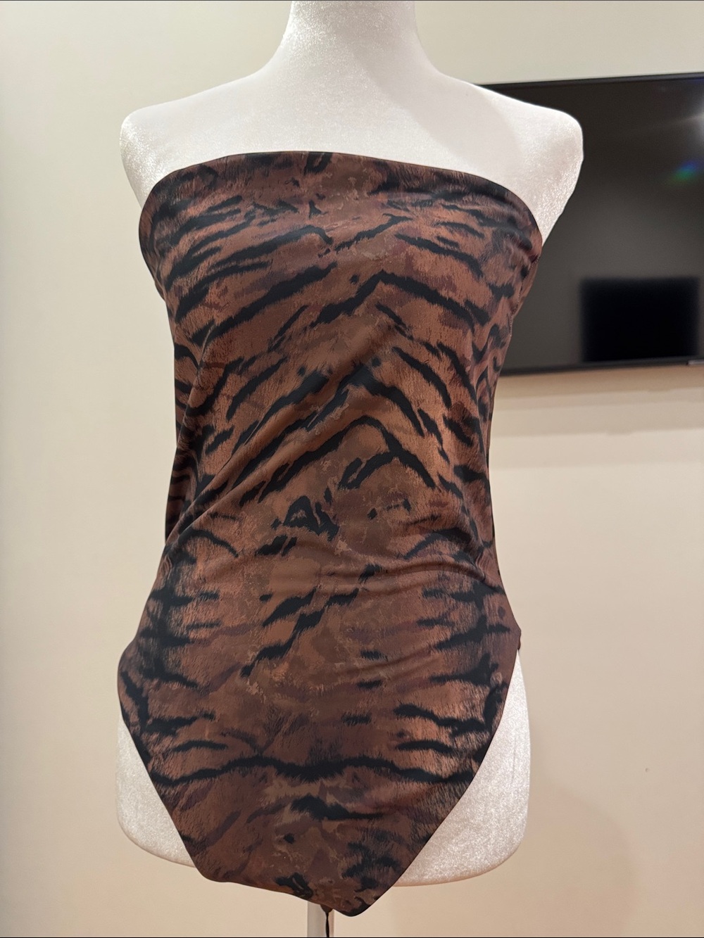 Skatie Brown and Black Tiger-Print One-Piece Swimsuit